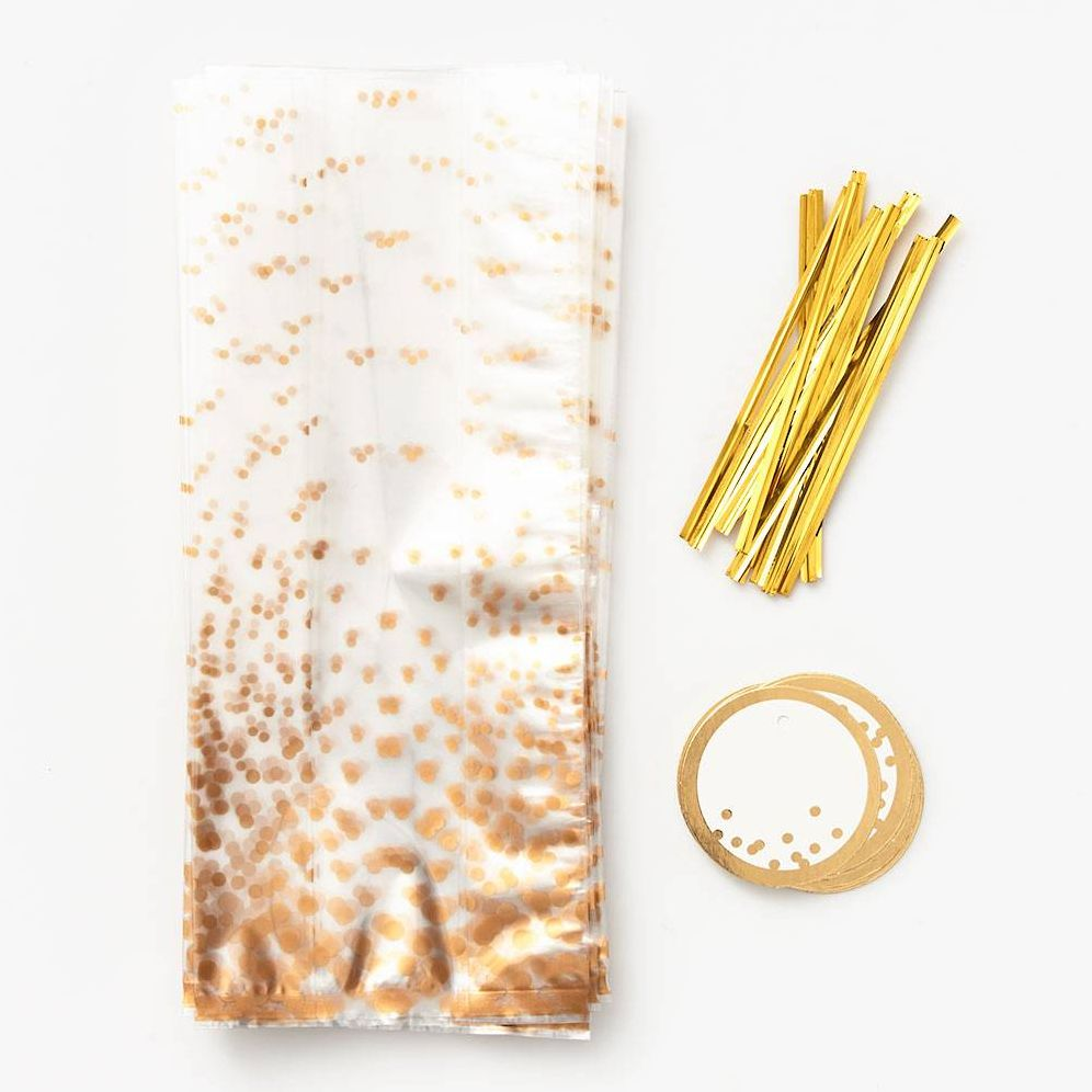 Alternative view of Gold Dots Cellophane Bags