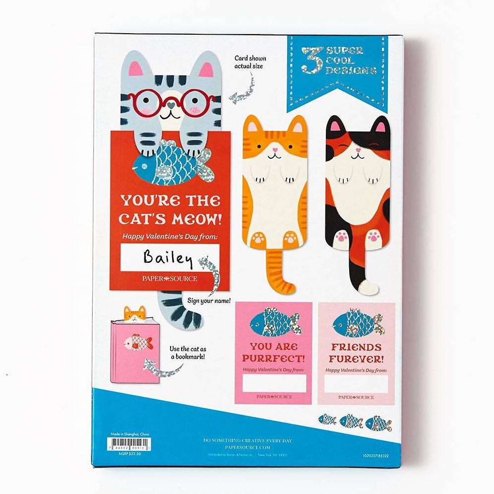 Alternative view of Cat Bookmarks Classroom Valentine Card Set