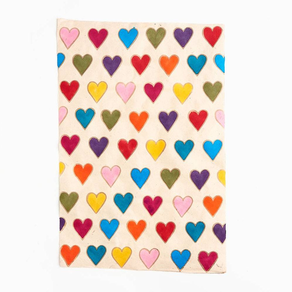 Alternative view of Batik Colorful Hearts on White Handmade Paper