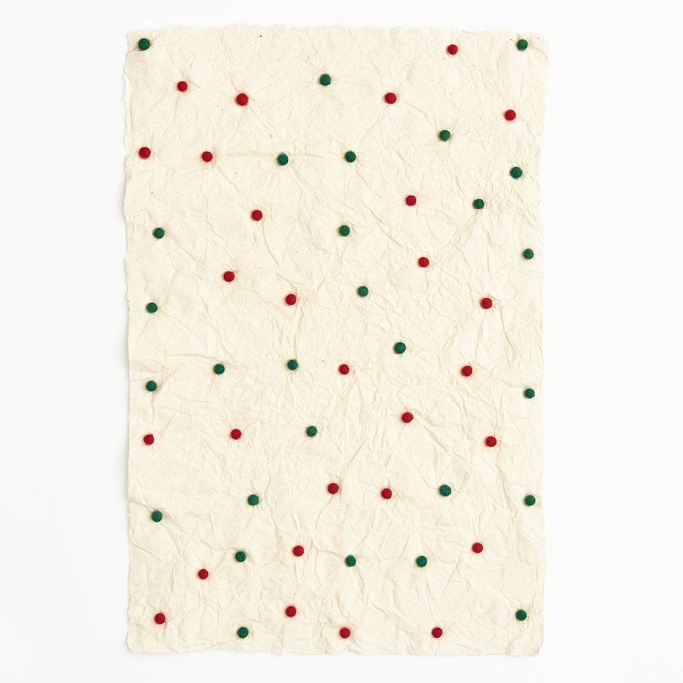 Alternative view of Red & Green Pom Pom Handmade Paper