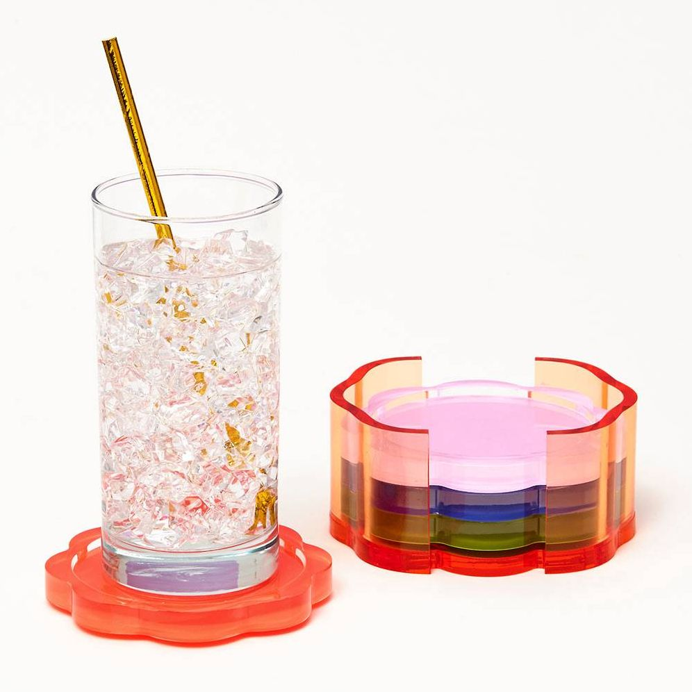 Bright Acrylic Flower Coasters With Holder - Image 5