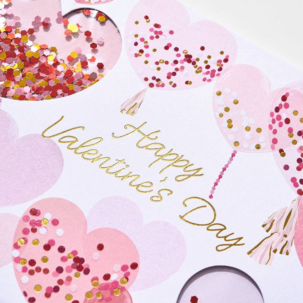 Confetti Heart Balloons Valentine Card - Image 2