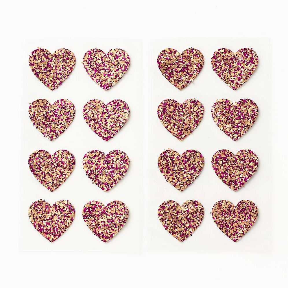 Pink & Coral Glitter Heart Stickers - Image 3