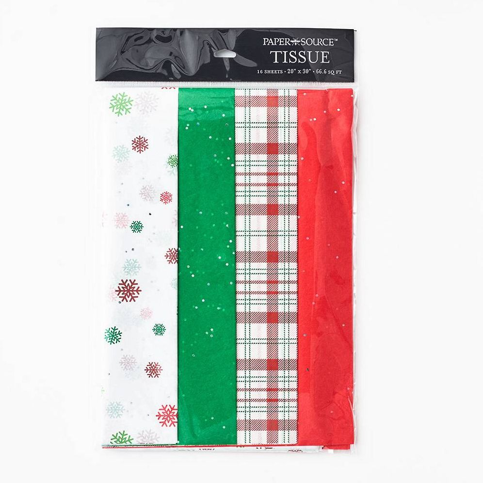 Alternative view of Red/Green Snowflake and Plaid Tissue Paper
