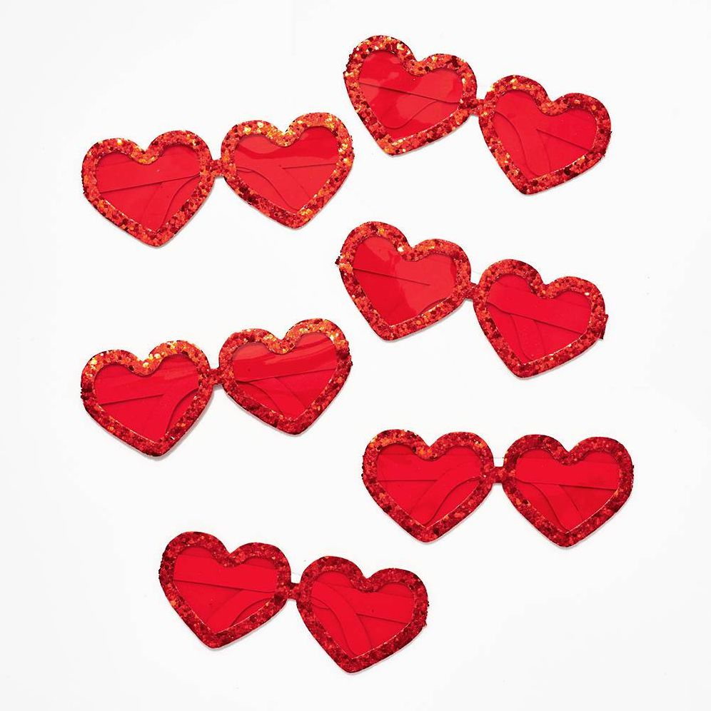 Red Glitter Paper Heart Glasses - Image 2