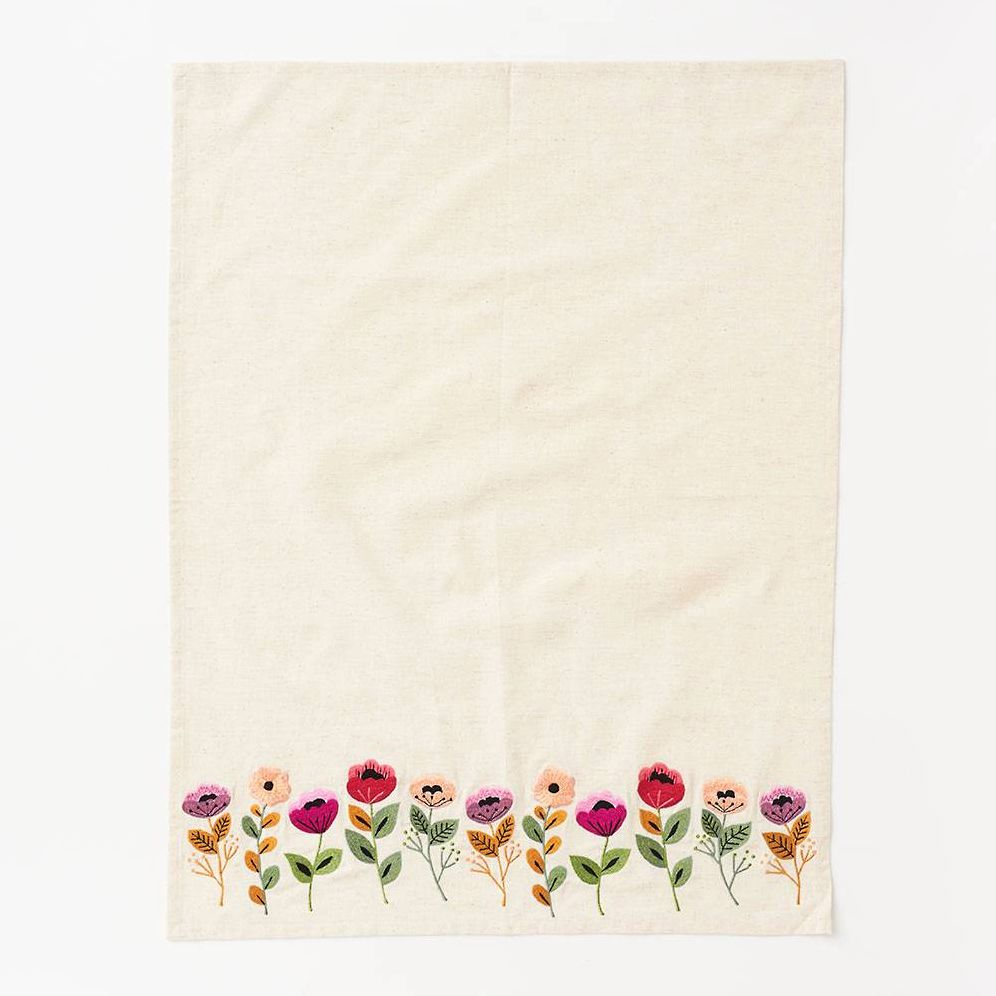 Alternative view of Floral Embroidered Tea Towel