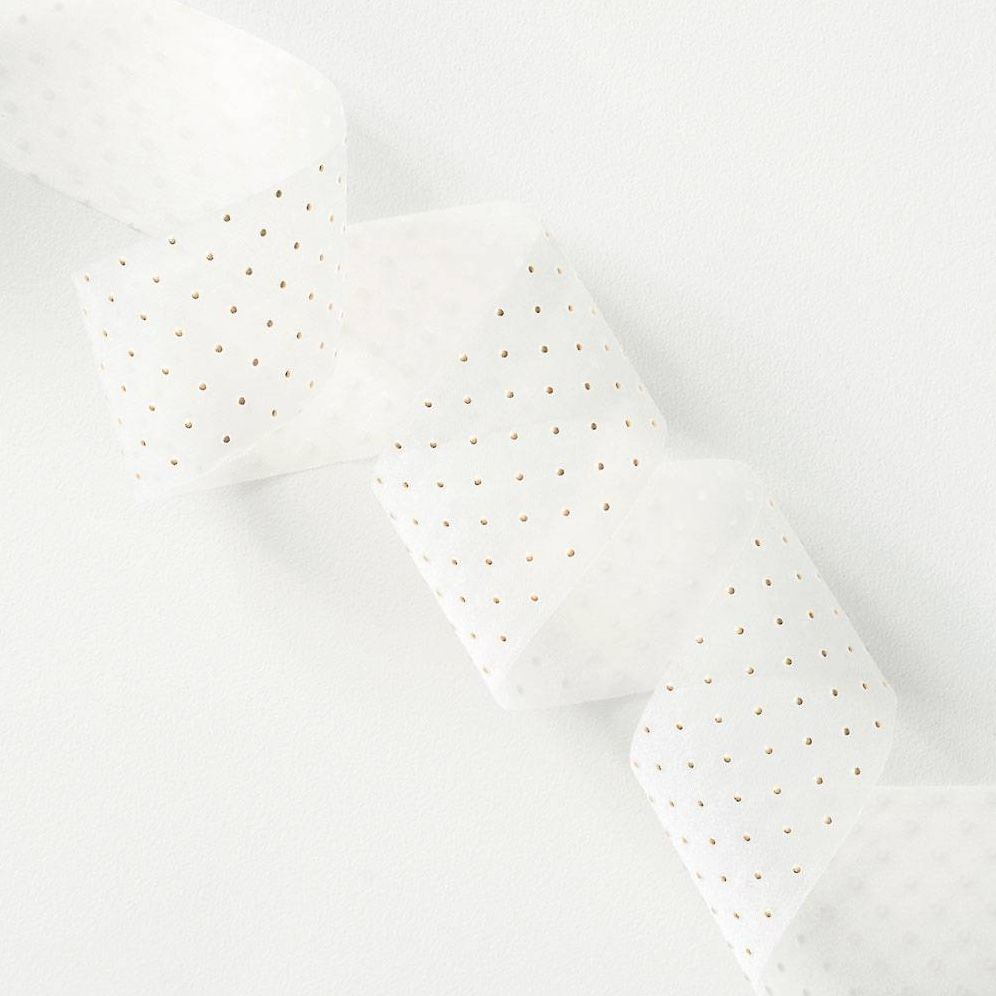 Alternative view of Crystal Sheer with Gold Dots 1.5" 10yds