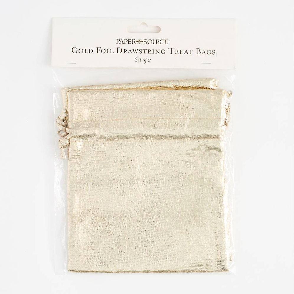 Alternative view of Gold Foil Drawstring Treat Bags