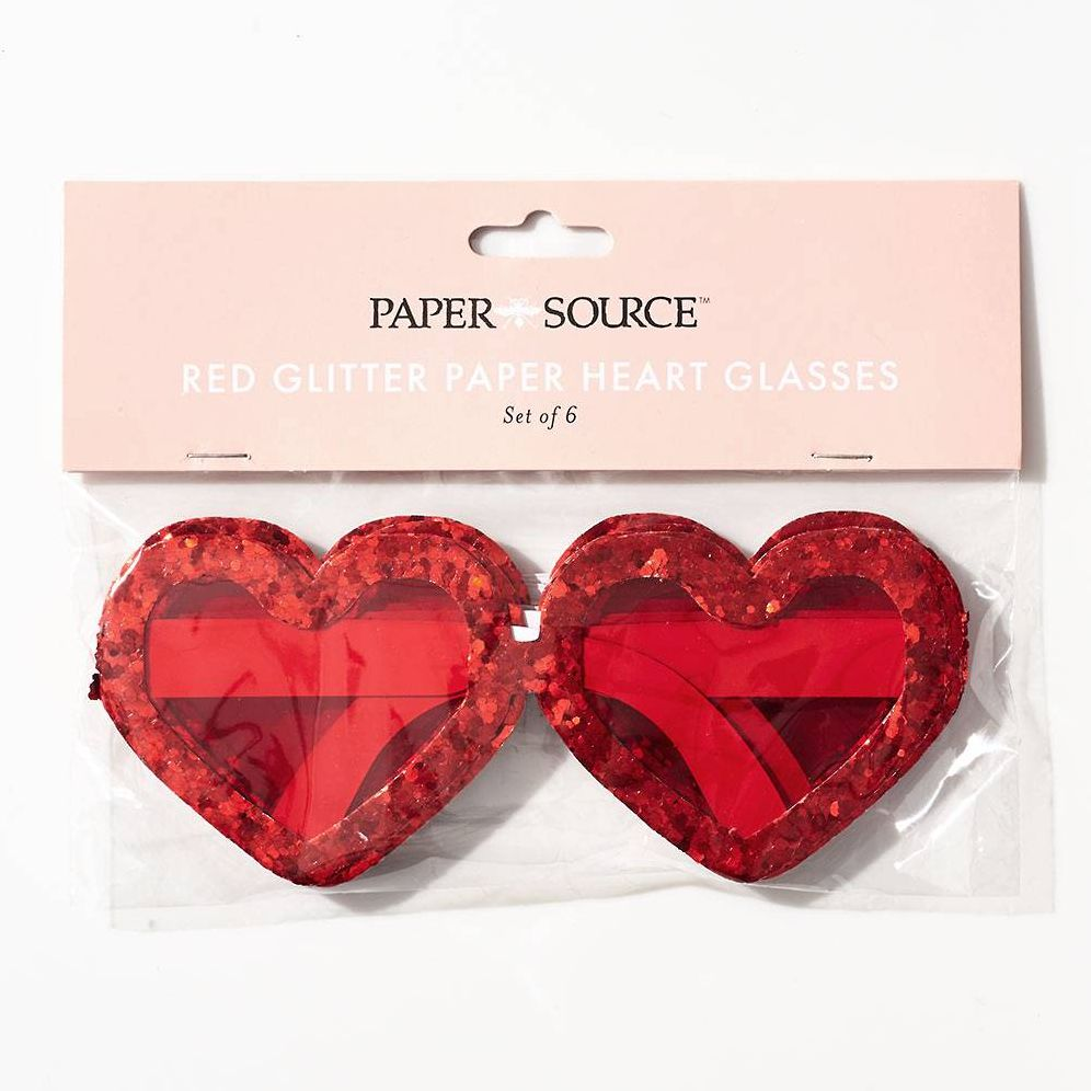 Red Glitter Paper Heart Glasses - Image 3