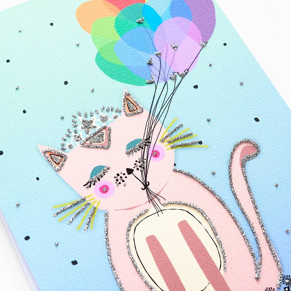 Alternative view of Specialty Glitter Purrfect Birthday Card