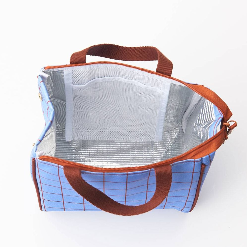 Blue Gridded Lunch Bag - Image 3