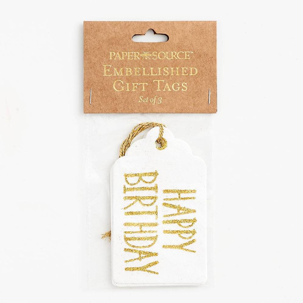 Alternative view of Happy Birthday Gold Glitter Gift Tags