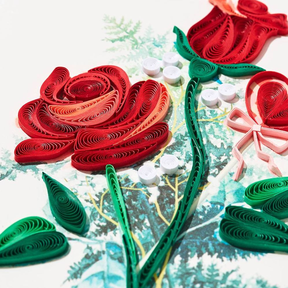 Alternative view of Quilling Rose Bouquet Wife Valentine's Day Card