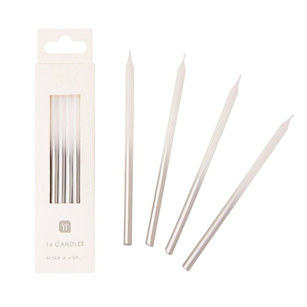 Alternative view of Tall Silver Metallic Ombre Candles