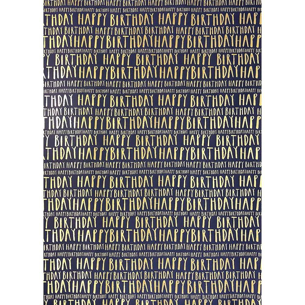 Alternative view of Gold Foil Happy Birthday Navy Flat Wrap