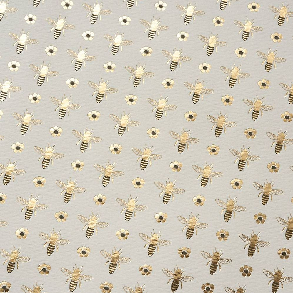 Alternative view of Bumble Bees & Flowers Gold Foil Fine Paper