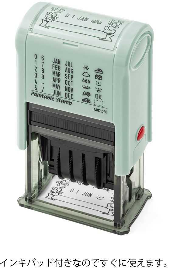 Alternative view of Midori Paintable Rotating Date Stamp - Flowers