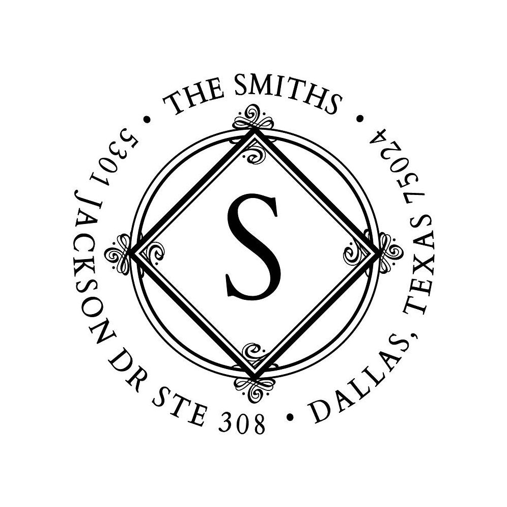 Circle in Diamond Monogram Custom Stamp
