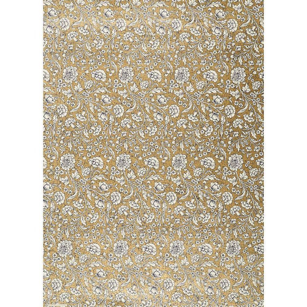 White Relief Floral on Gold Fine Paper