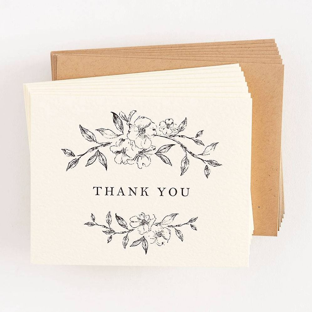 Dogwood Blossom Letterpress Thank You Stationery Set