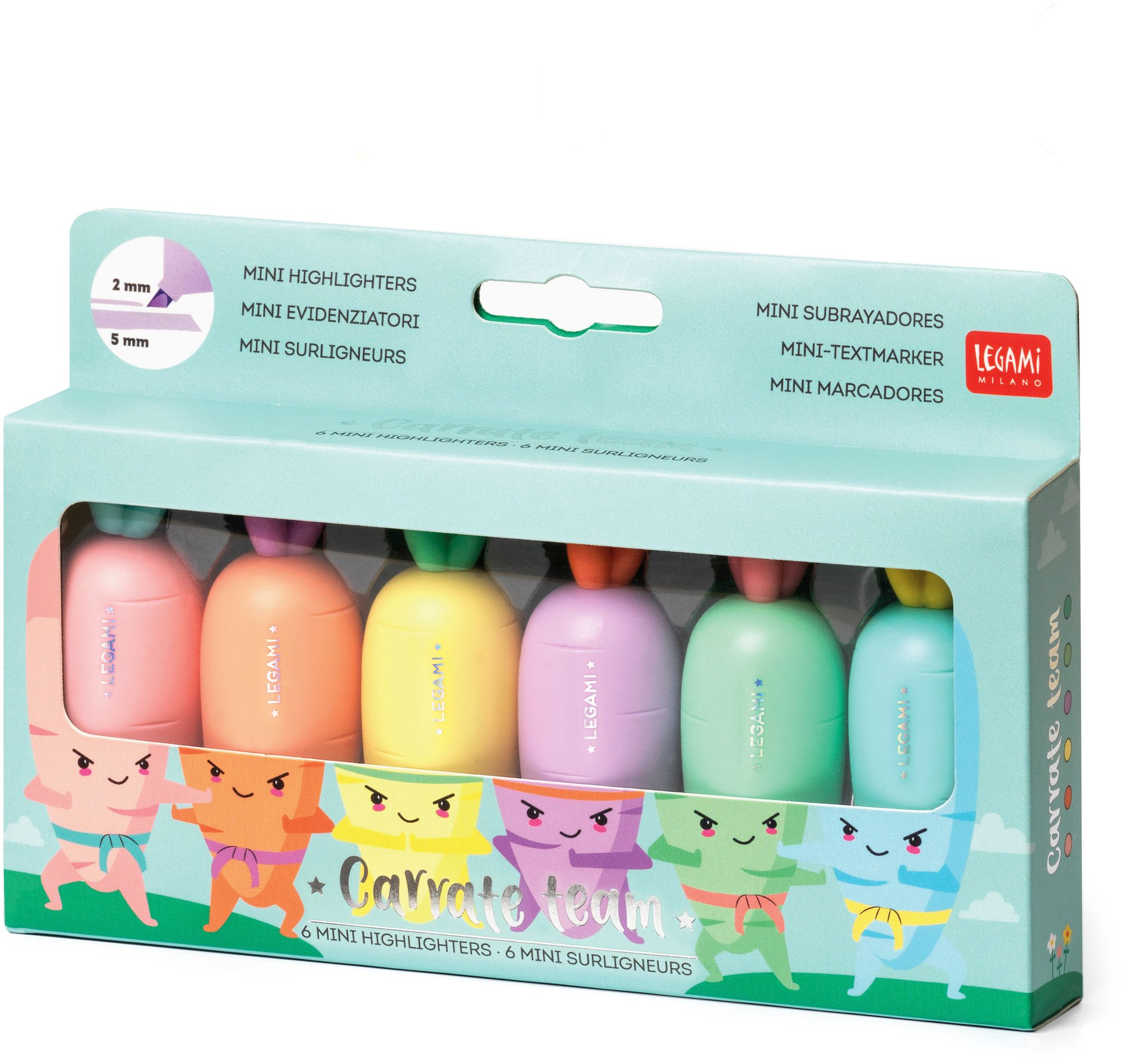Alternative view of Legami Set Of 6 Mini Highlighters - Carrate Team - Carrot