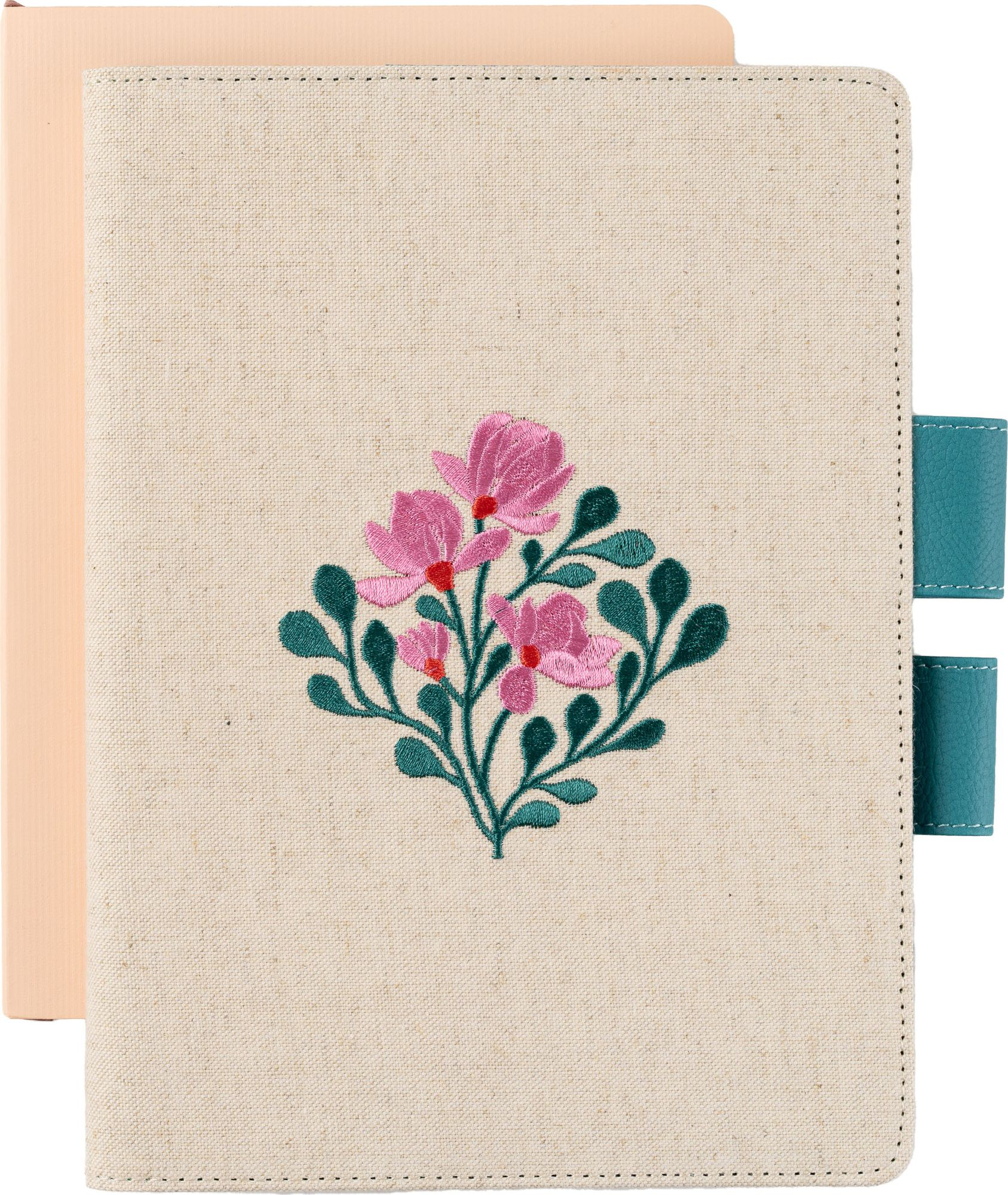 Alternative view of Paper Source A5 Embroidered Floral Bookcloth Journal Cover with Pen Loop Closure