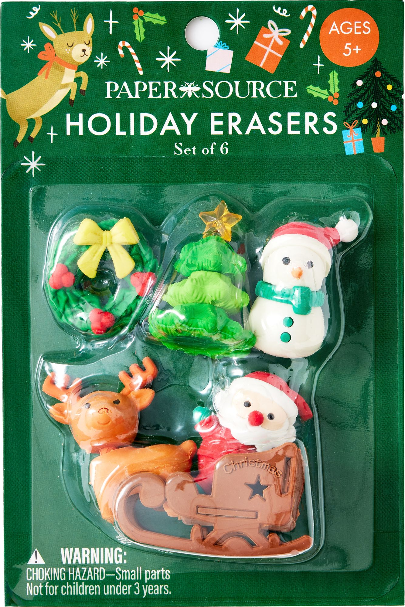 Alternative view of 6 Piece Holiday Eraser Set