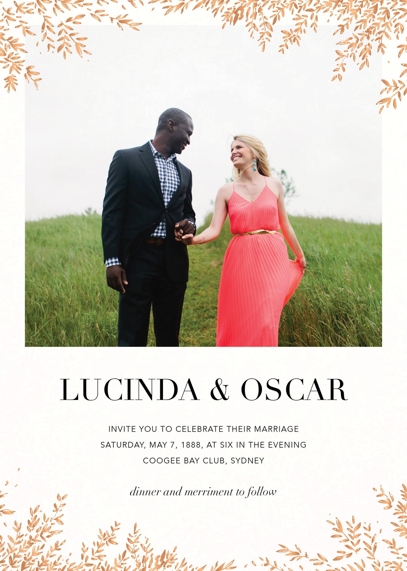 Alternative view of Leaves of Gold Photo Wedding Invitation