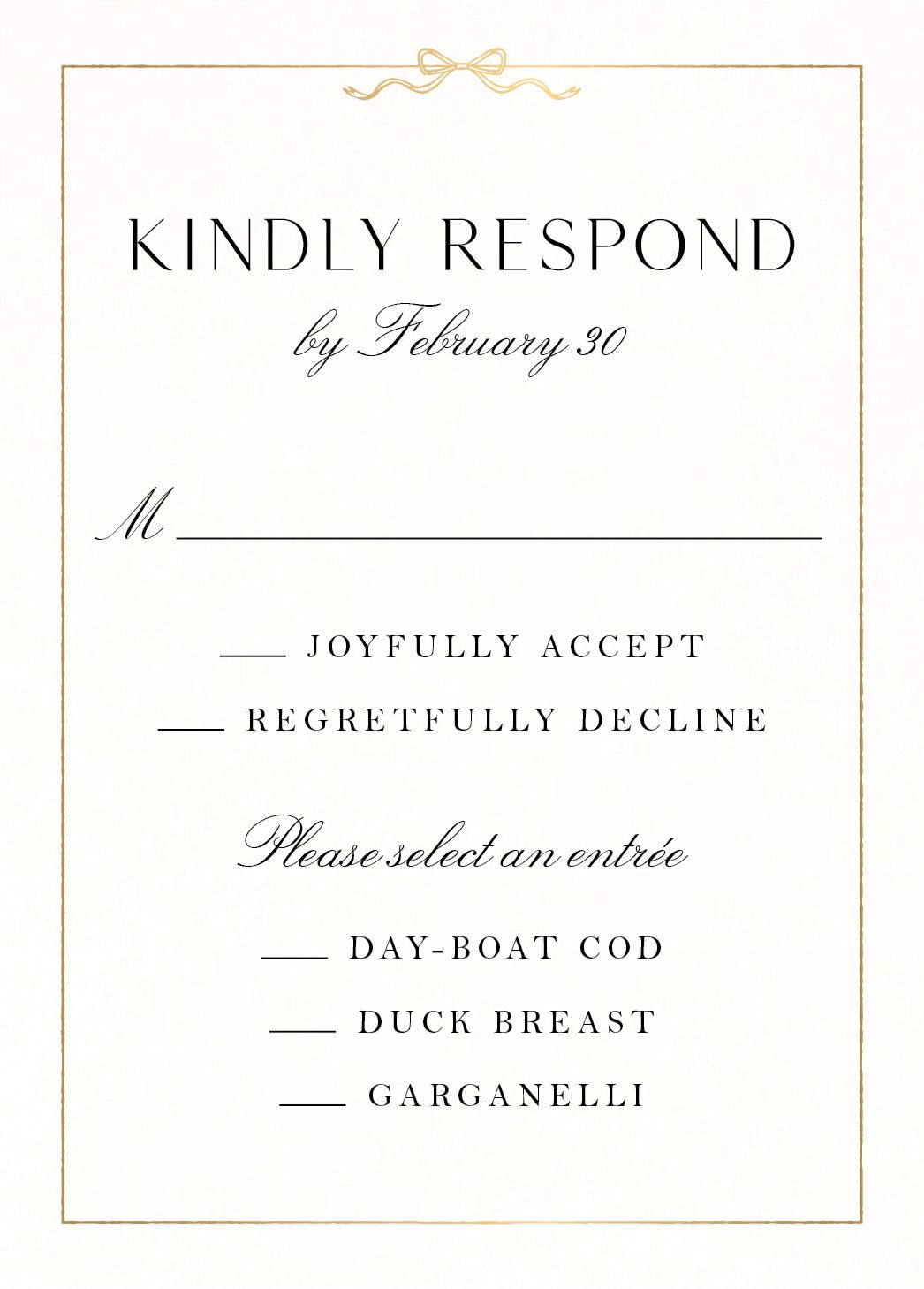 Alternative view of Bow Border Foil Response Card