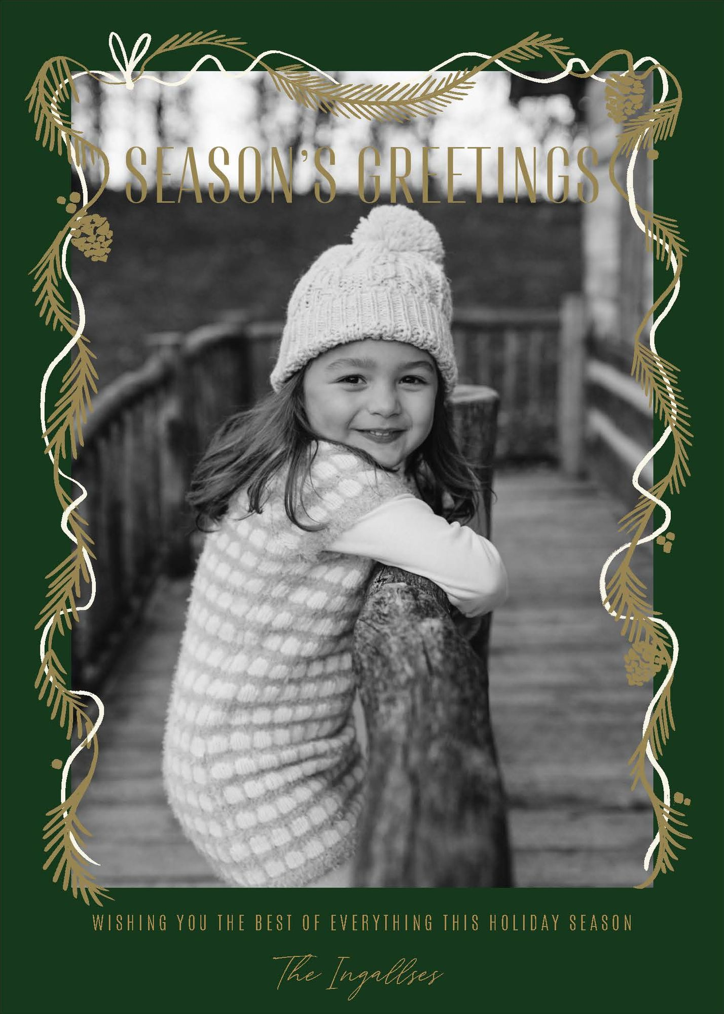 Alternative view of Minimal Garland Border Holiday Photo Card