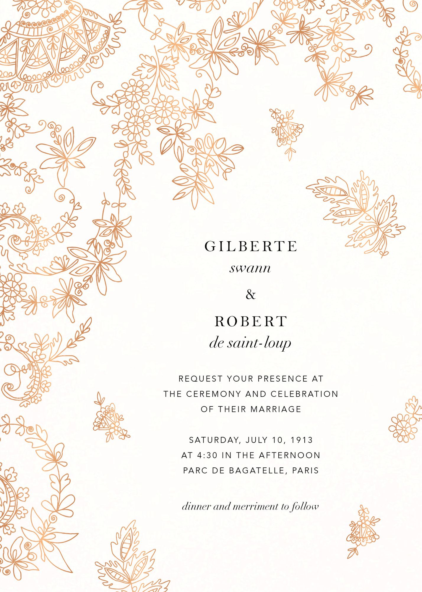 Alternative view of Floral Filigree Wedding Invitation