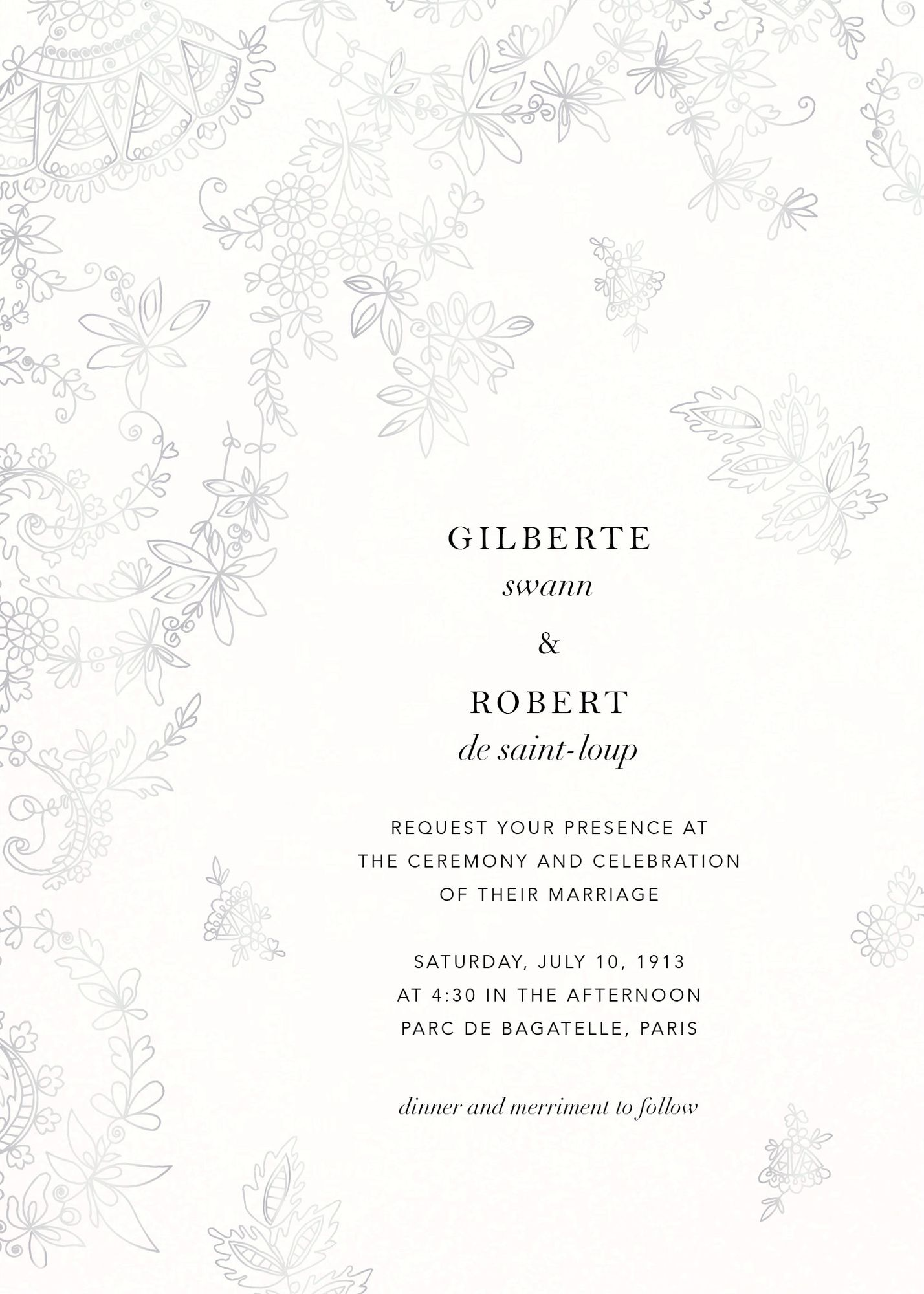 Floral Filigree Wedding Invitation - Image 3