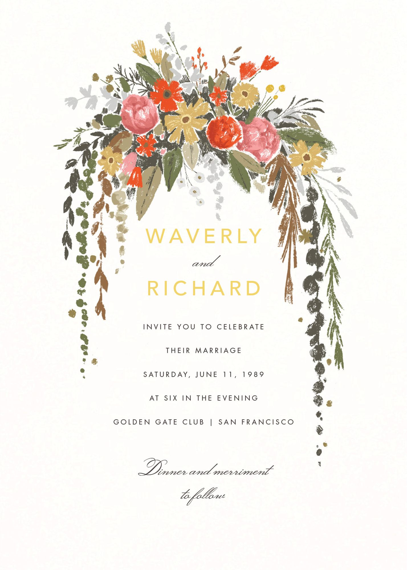 Alternative view of Dripping Floral Wedding Invitation