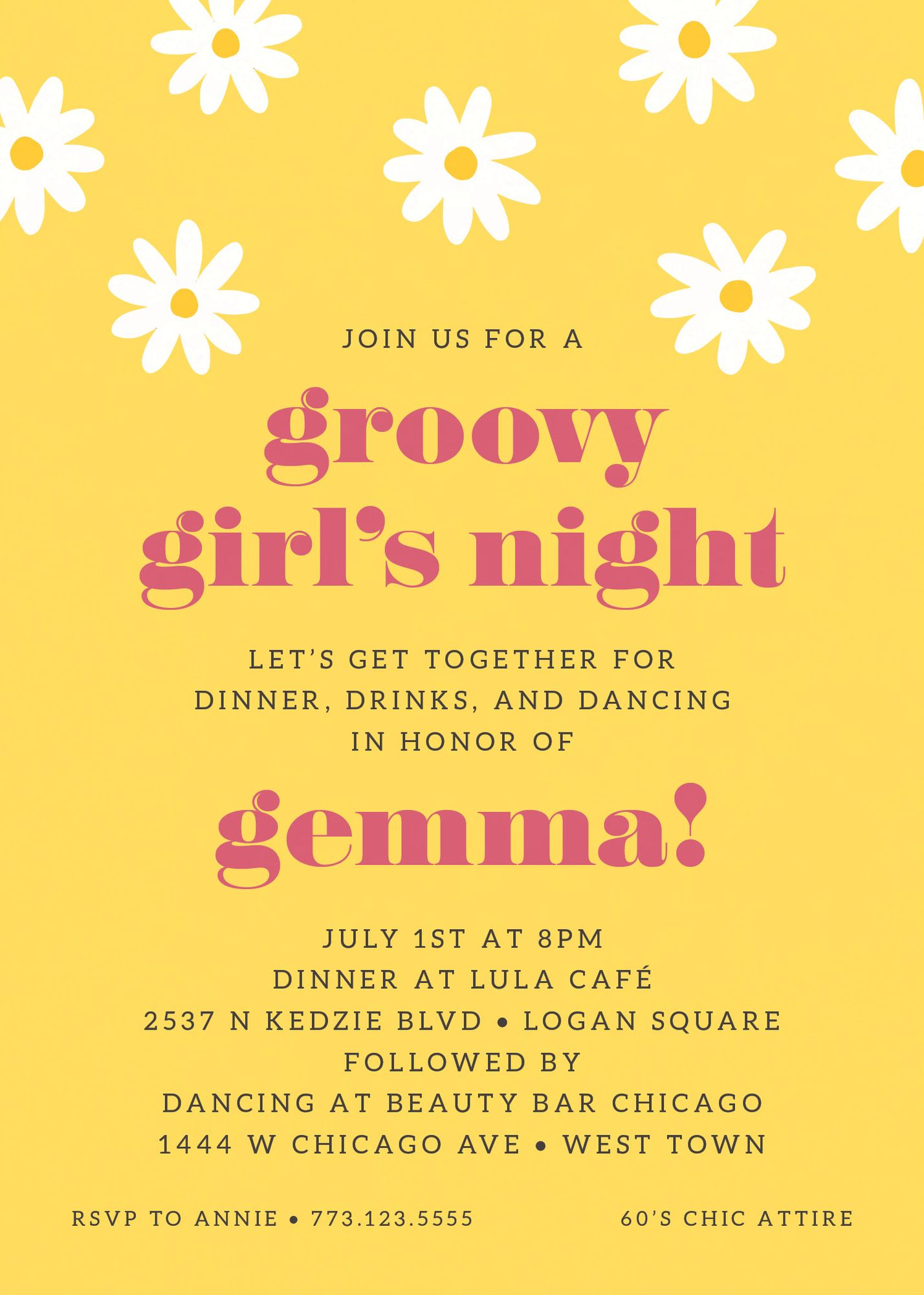 Retro Daisy Party Invitation - Image 3