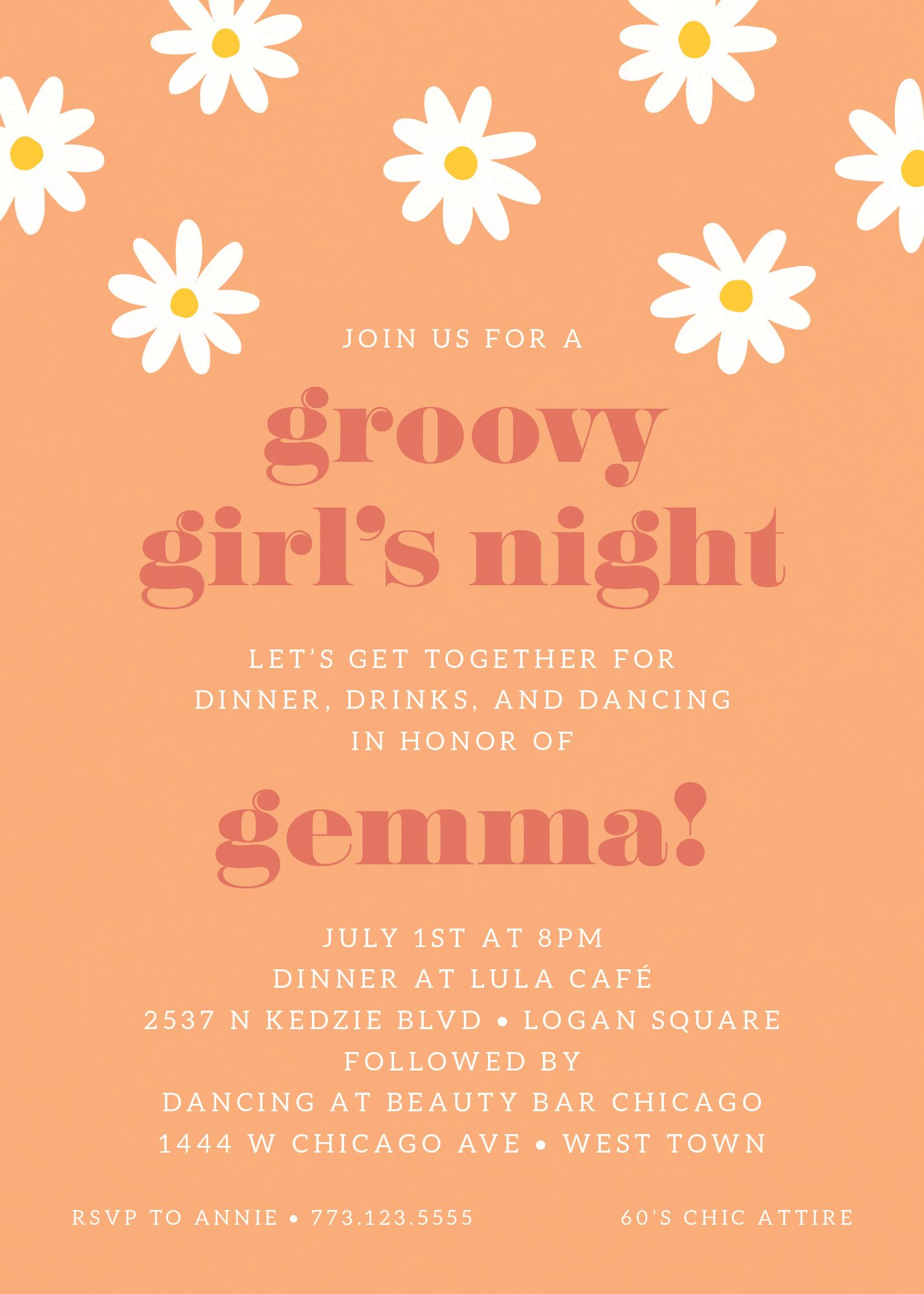 Retro Daisy Party Invitation - Image 4