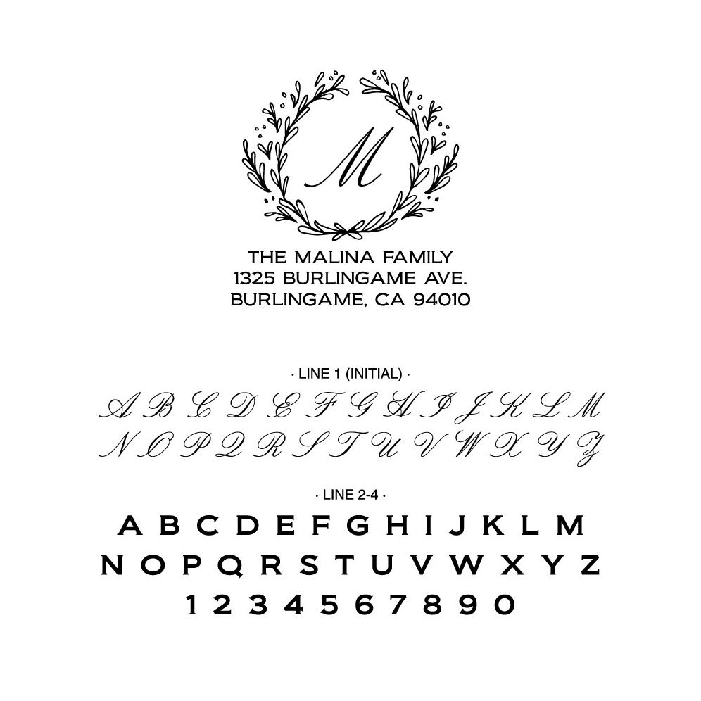 Alternative view of Monogram Wreath Custom Stamp