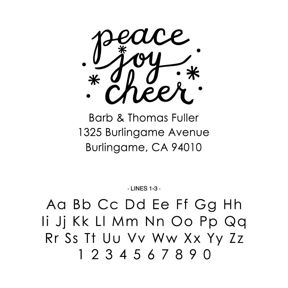 Alternative view of Peace Joy Cheer Script Custom Stamp