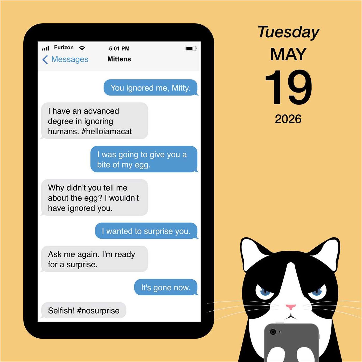 Alternative view of 2026 Texts from Mittens the Cat Day-to-Day Calendar