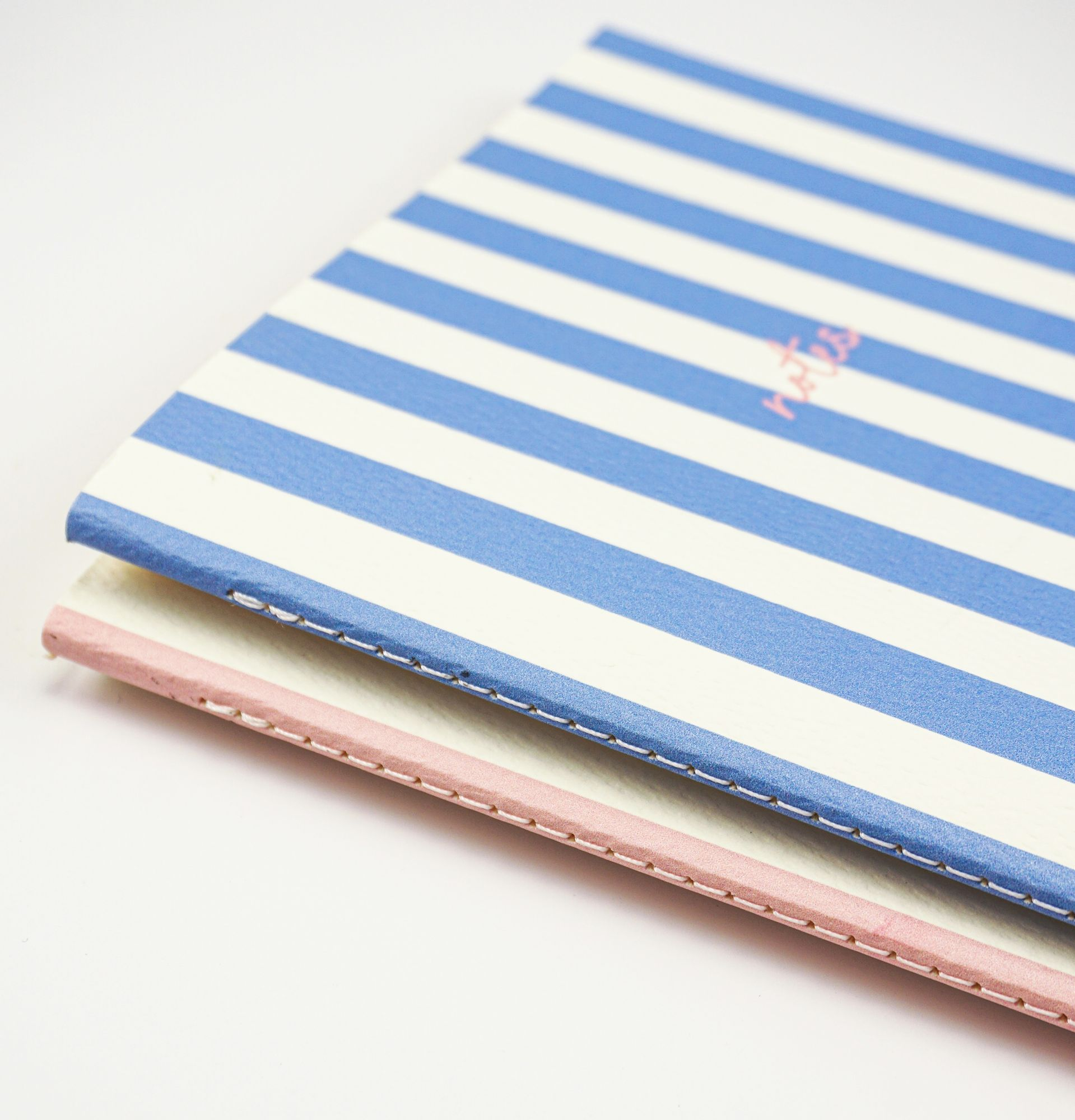 Handmade Striped Notebook 2PK Blue/Pink - Image 5