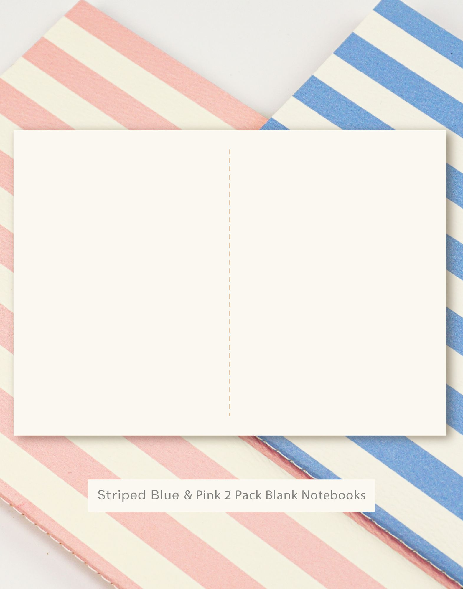 Handmade Striped Notebook 2PK Blue/Pink - Image 9
