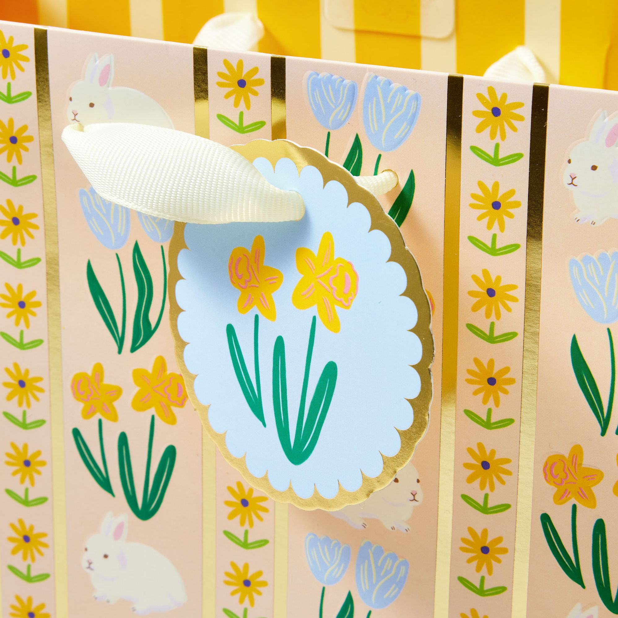 Alternative view of Floral Stripe Bunny Medium Gift Bag