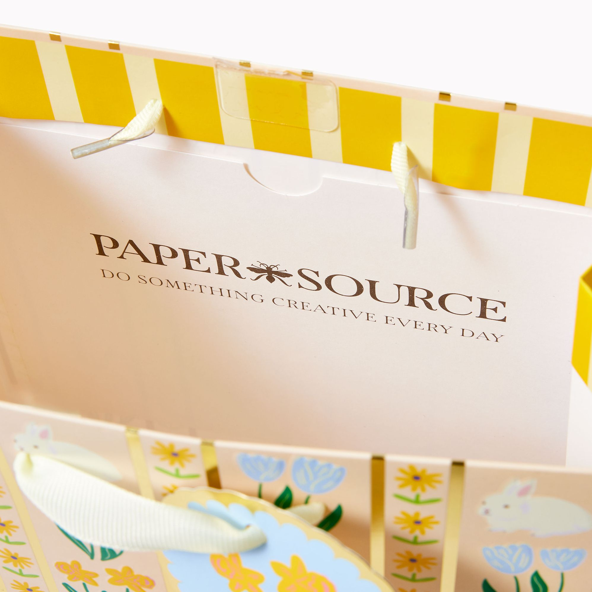Floral Stripe Bunny Medium Gift Bag - Image 3