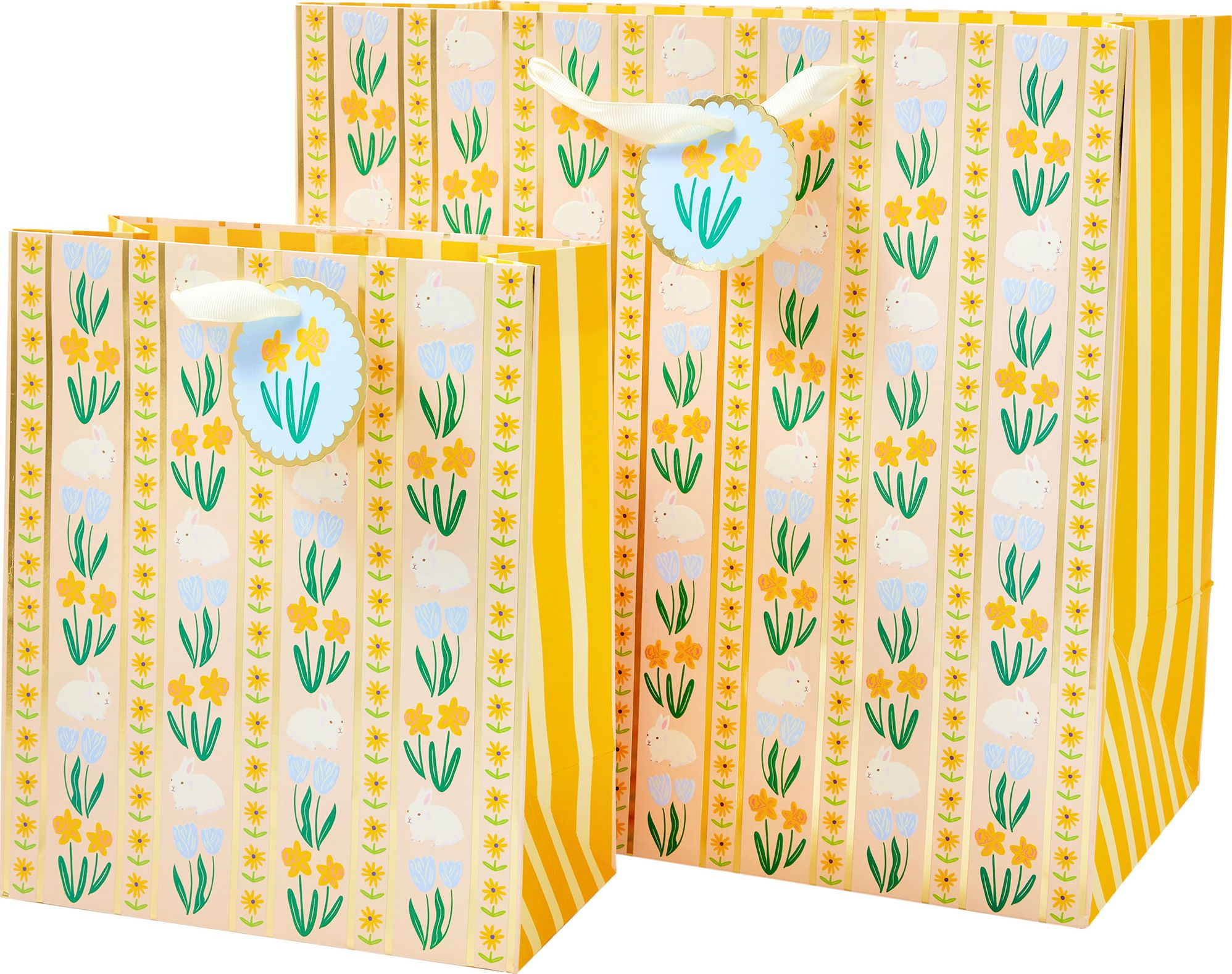 Floral Stripe Bunny Medium Gift Bag - Image 4