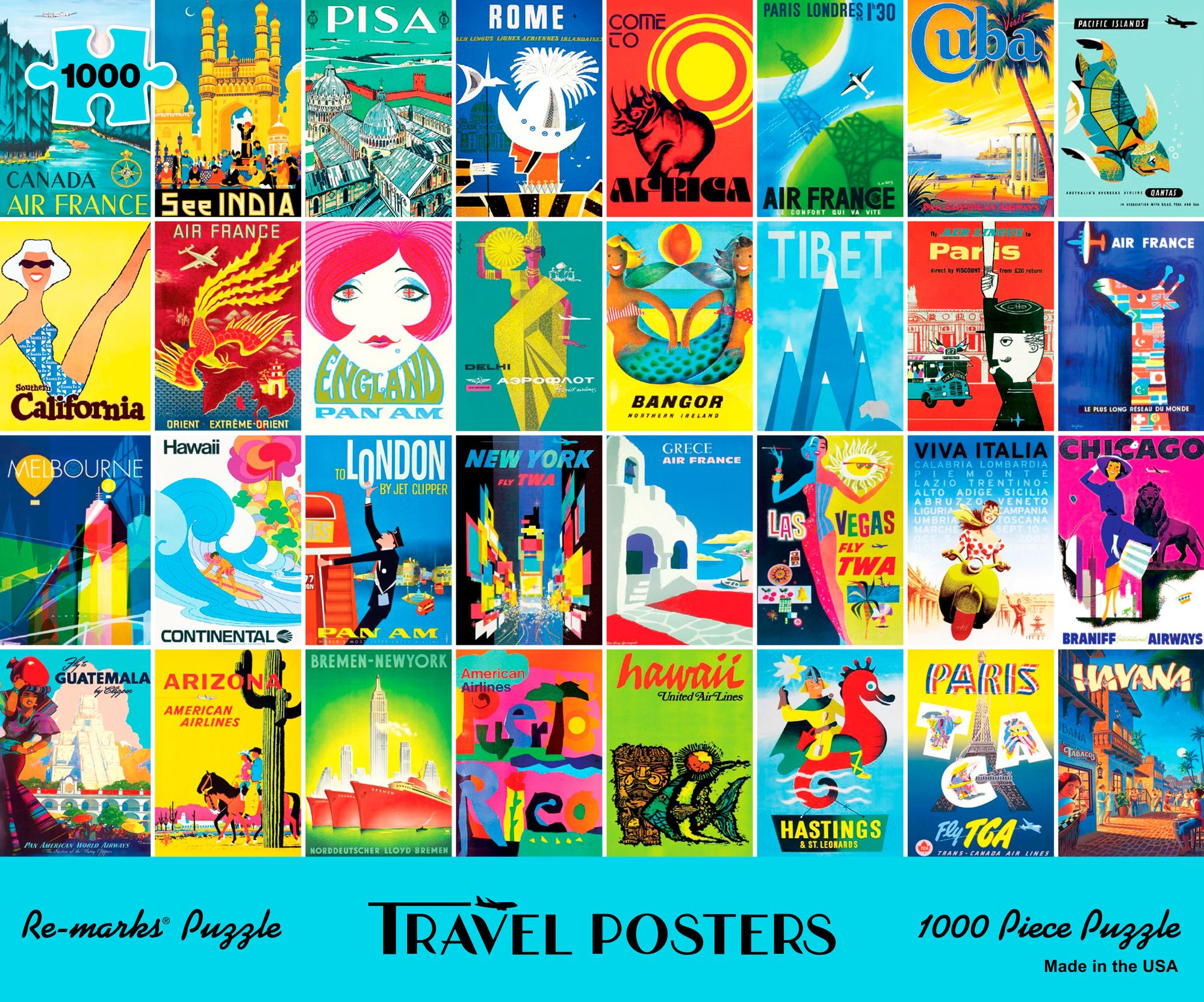 Alternative view of Travel Posters 1000-Piece Jigsaw Puzzle