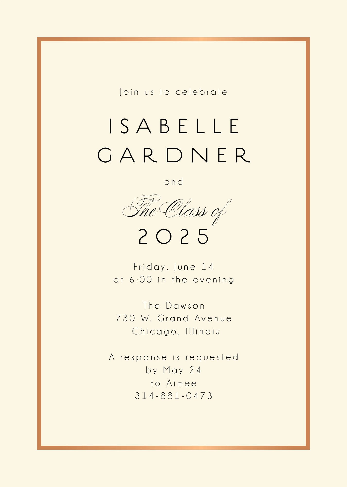 Thin Line Graduation Party Invitation - Image 3