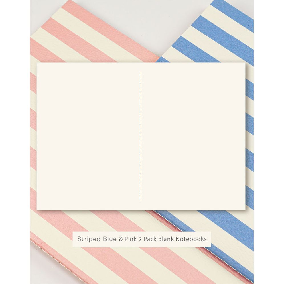 Handmade Striped Notebook 2PK Blue/Pink - Image 10