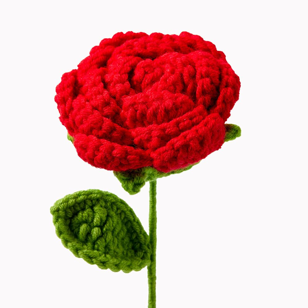 Alternative view of Red Rose Crochet Flower