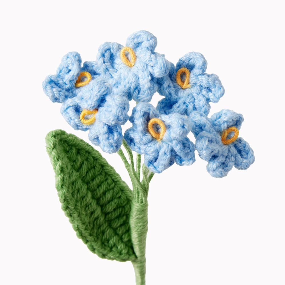 Alternative view of Blue Hydrangea Crochet Flower
