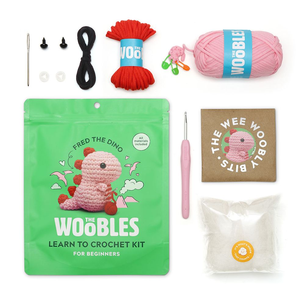 Alternative view of Fred the Dino Pink Learn to Crochet kit