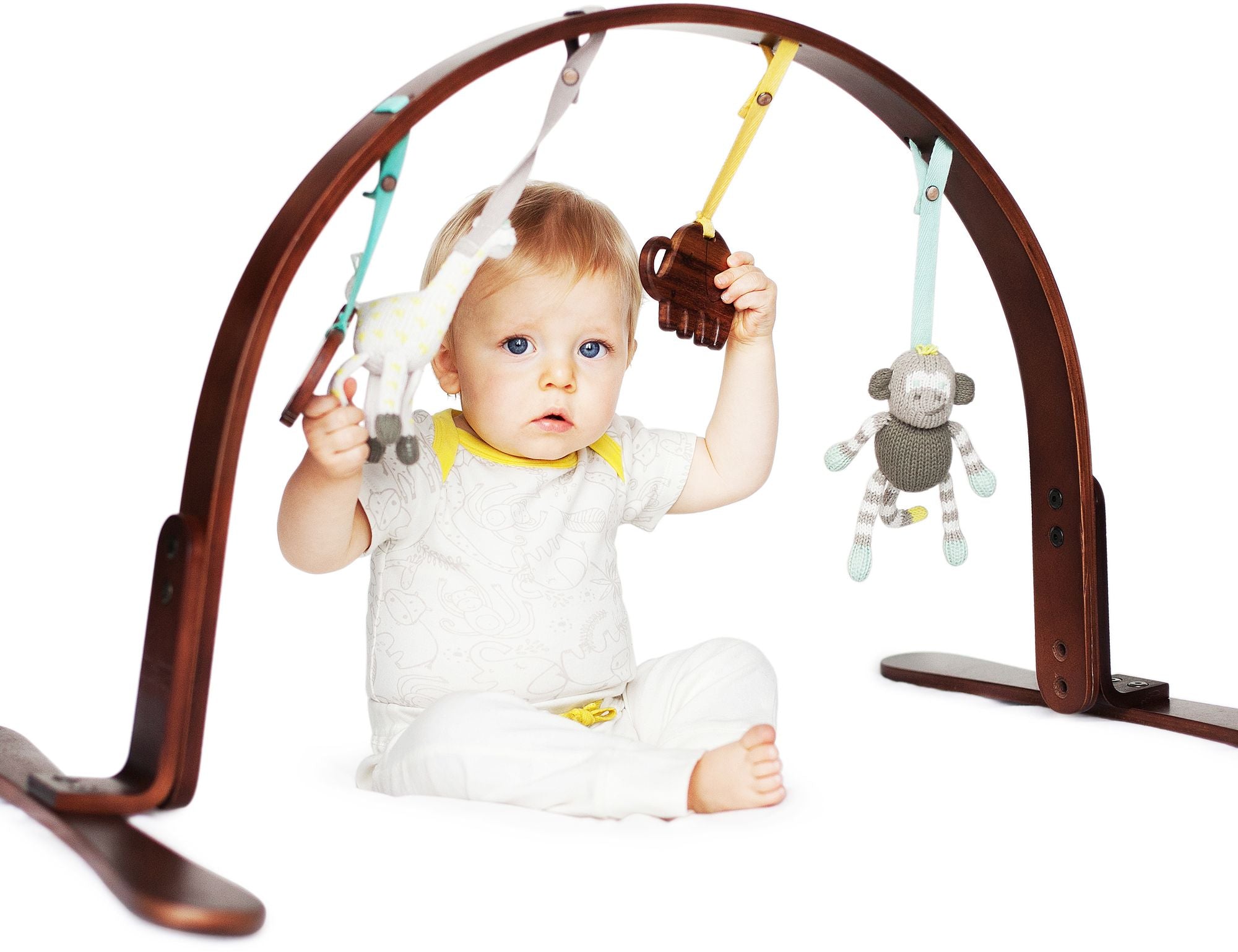 2 pc. Baby Organic Knit and Wood stroller and play toys - Image 4